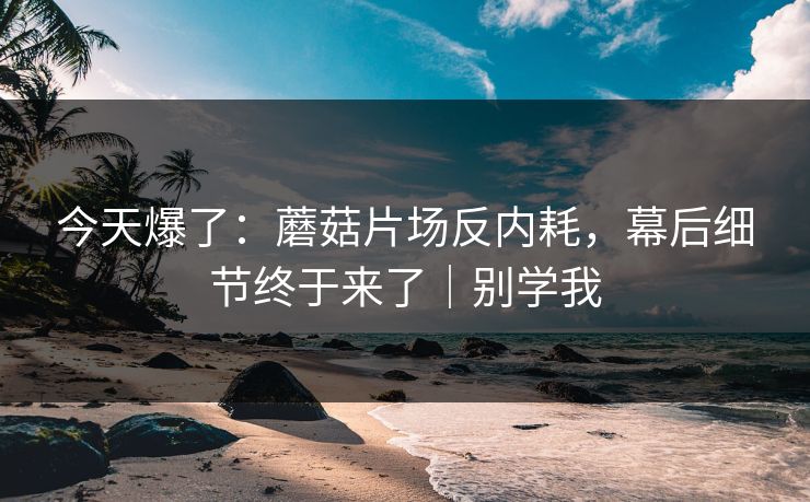 今天爆了：蘑菇片场反内耗，幕后细节终于来了｜别学我