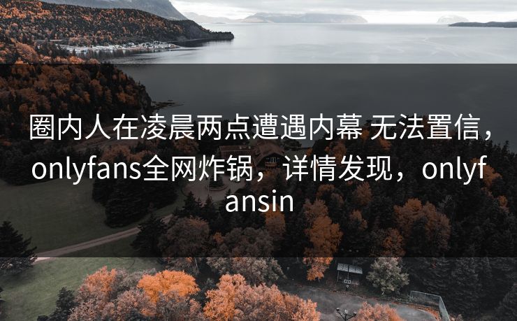 圈内人在凌晨两点遭遇内幕 无法置信，onlyfans全网炸锅，详情发现，onlyfansin
