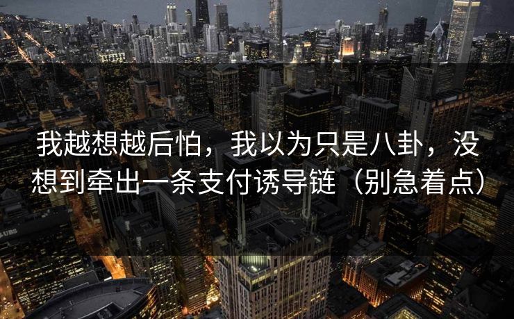 我越想越后怕，我以为只是八卦，没想到牵出一条支付诱导链（别急着点）