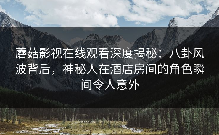 蘑菇影视在线观看深度揭秘：八卦风波背后，神秘人在酒店房间的角色瞬间令人意外